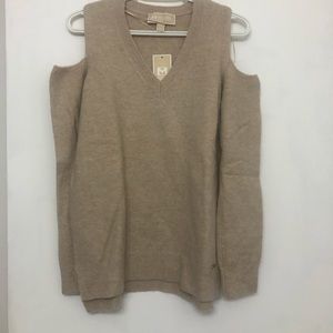 MK NWT cold shoulder oatmeal wool blend sweater